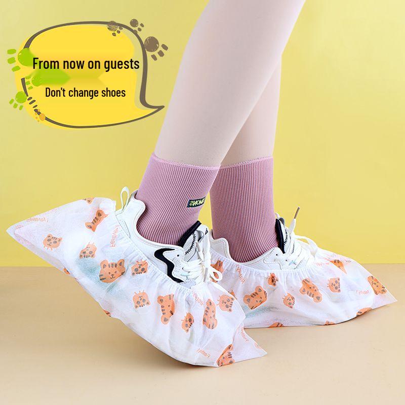Eco-Friendly Cartoon Non-Woven Shoe Covers: Wear-Resistant, Non-Slip, One-Size Fits All, Ideal for Indoor Use.