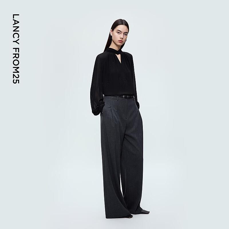 LANGZI Versatile Commuter High-Waist Wide-Leg Suit Pants