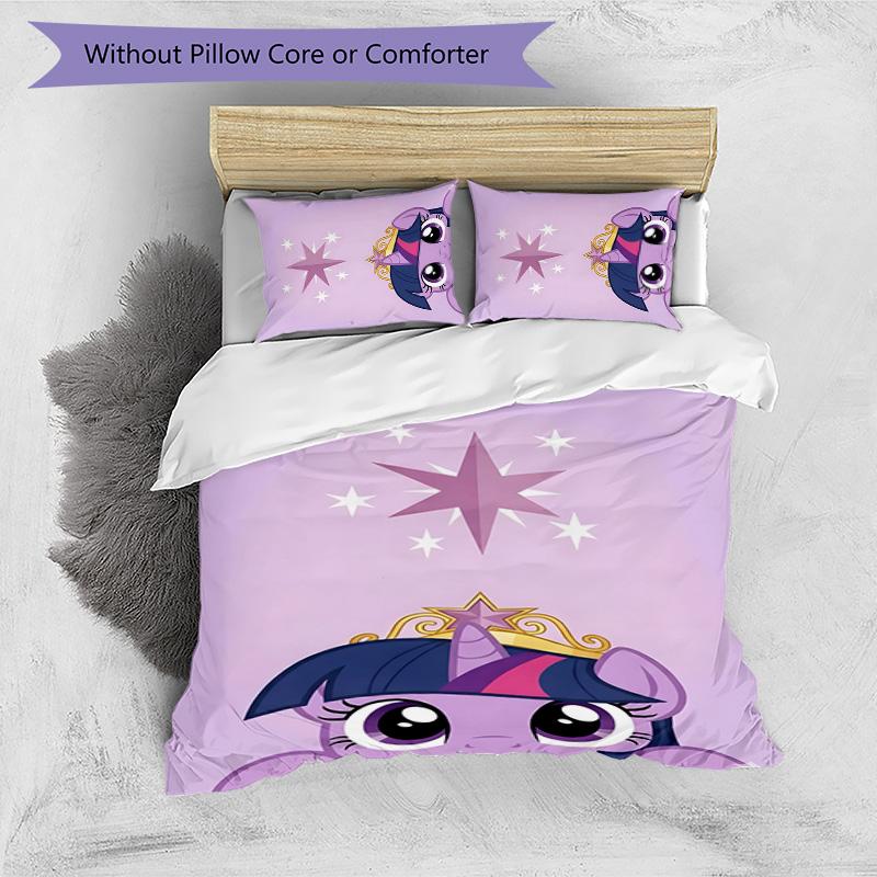 Twilight Sparkle 3pcs Bedding Set Duvet Cover Closure Includes 1 Duvet Cover & 2 Pillowcases for All Seasons Bedroom Home Dorm Decor