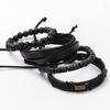 4Pcs/set Retro Literary Style Bronze Bundle Leather Wood Bead Set Bracelet