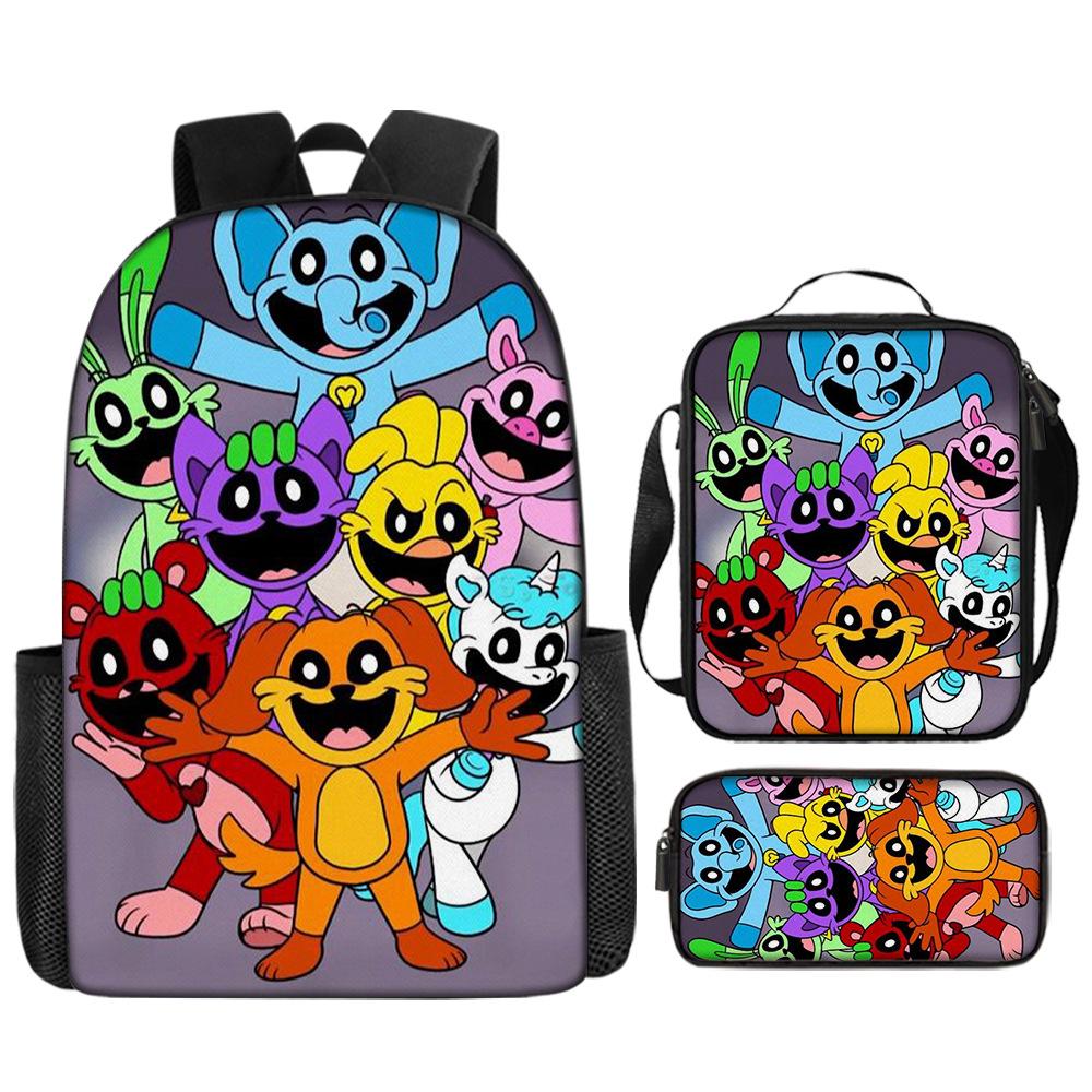 Poppyplaytime Mochila Escolar para Estudante Conjunto de Três Peças Mochila Bolsa Estojo