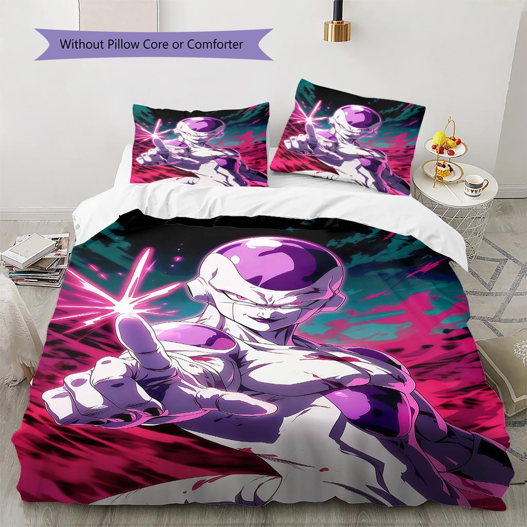 Frieza Pattern Bedding,Quilt Set Quilt Cover Pillowcase Home Birthday Gift (1 * Duvet Cover + 2 * Pillowcase, Without Core)