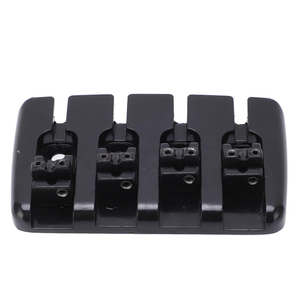 Guitar Bridge 4 String Metal Tailpiece Instrument Accessory Set Kit for Bass Black