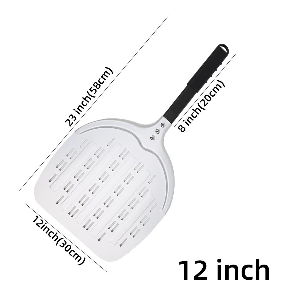12 13 14Inch Pizza Peel Long Handle Turning Aluminum Pizza Turner Nonstick Baking Tool Perforated Paddle Kitchen Accessory