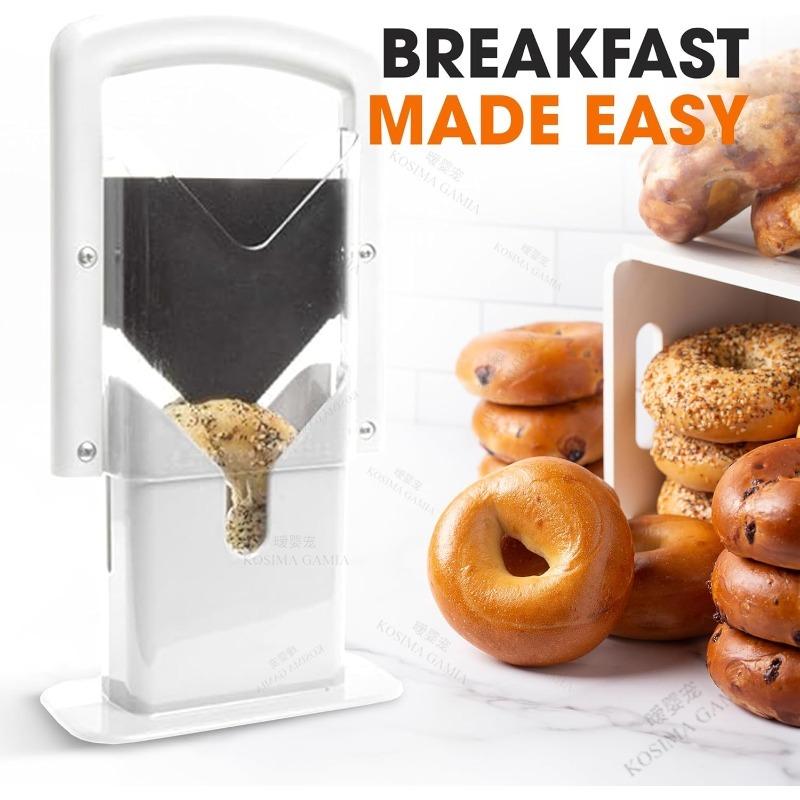 Reusable Bread Bagel Cutter Slicer with Safety Handle Stainless Steel Household Precision Cutter Food Grade Anti-Slip Heavy Duty