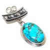 Natural Turquoise Gemstone Silver Pendant In 925 Sterling Silver- Handmade Design, Everyday Wear Jewelry, Unique Turquoise Pendant Birthday Gifts