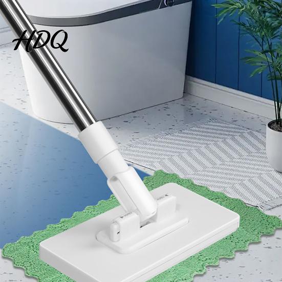 Klick-Griff Mopp 100 cm Händefrei Mehrzweck Flachmopp Multifunktional Faul mit Ein-Klick-Tuch Anti-Rutsch-Griffaufsatz 8 Wiederverwendbare Tücher