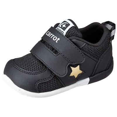 Carrot Baby Athletic Wide for Boys and CR Shoes, Sneakers, Shoes, 3E, 12-14.5cm, Girls, B120, Black, 14.5cm