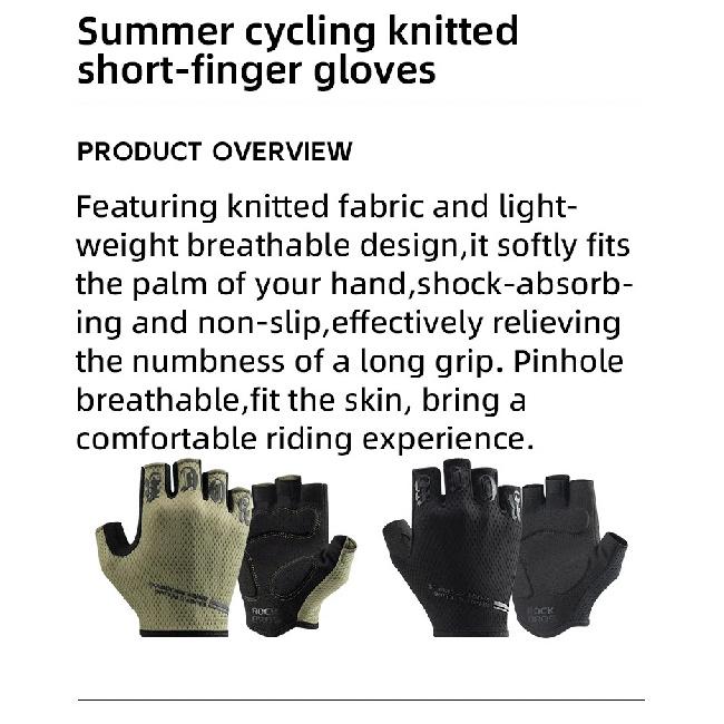 ROCKBROS Half Finger Gloves SBR Palm Pads Breathable Anti-shock Cycling Gloves High Elasticity Fitness Bicycle Fingerless Gloves