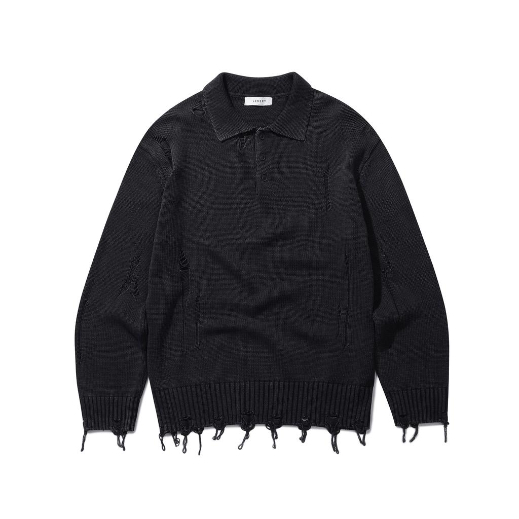 LEDEPT [Zhibanov X Le Dept] Garment Damaged Collar Knit [3 Colors]