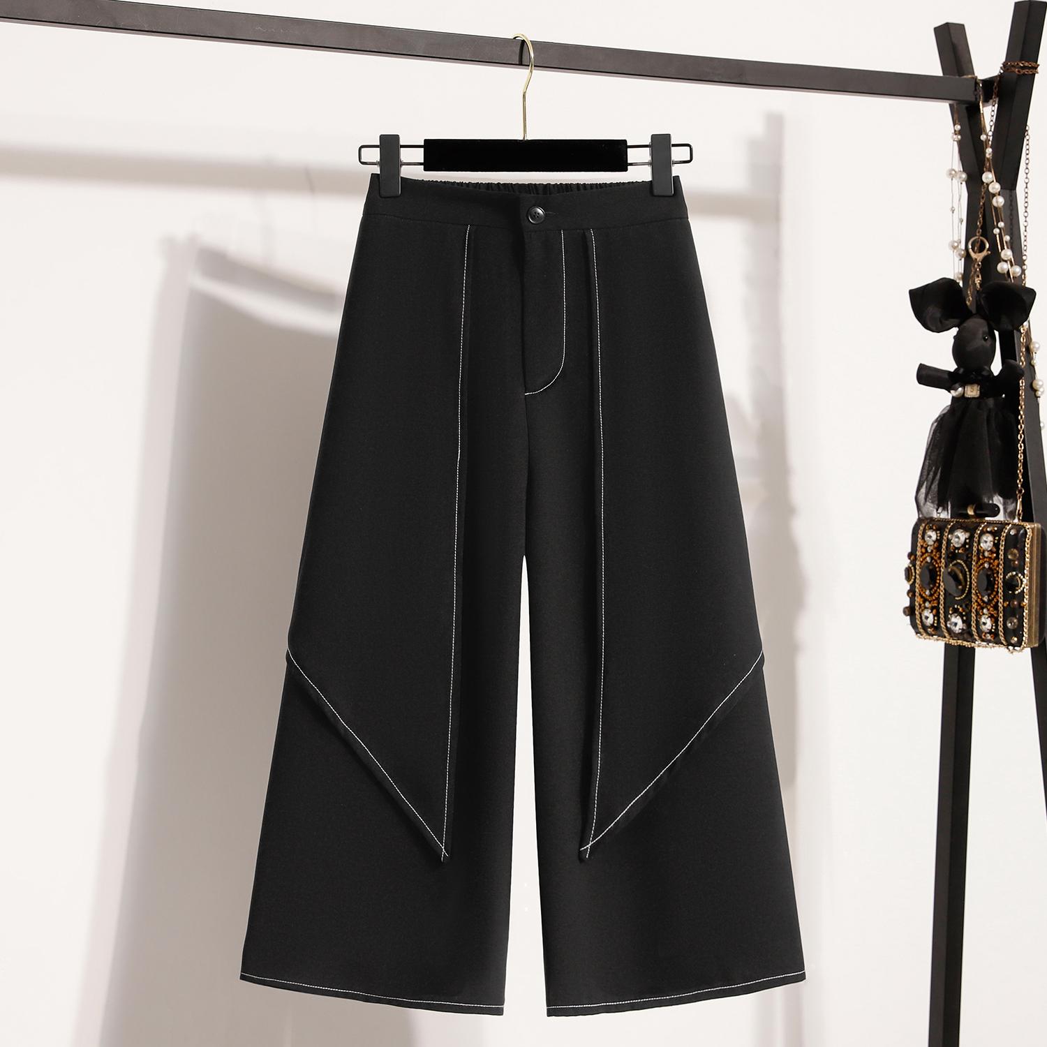 

Dimanaf Брюки больших размеров женские летние однотонные с эластичной резинкой на талии свободного покроя свободные шаровары свободные брюки новые M чёрный