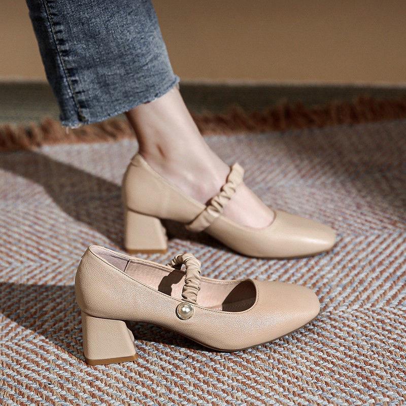 2025 Women’s Mary Jane Fairy Style Square Toe High Chunky Heel Shoes - Versatile for All Seasons