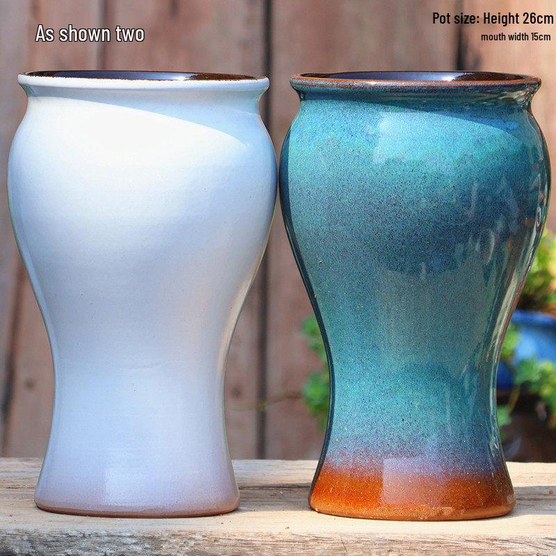 Handgefertigter weißer Grobkeramik-Blumentopf im europäischen Stil für Grünpflanzen, Rosen, Hortensien und Sukkulenten