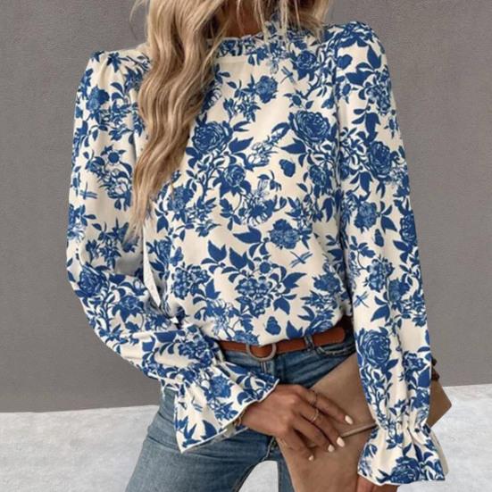 Lässige Bluse mit Spitzenbesatz, Arbeitskleidung, bequem, schönes weibliches Büro-Damenhemd, bedrucktes Top, Streetwear