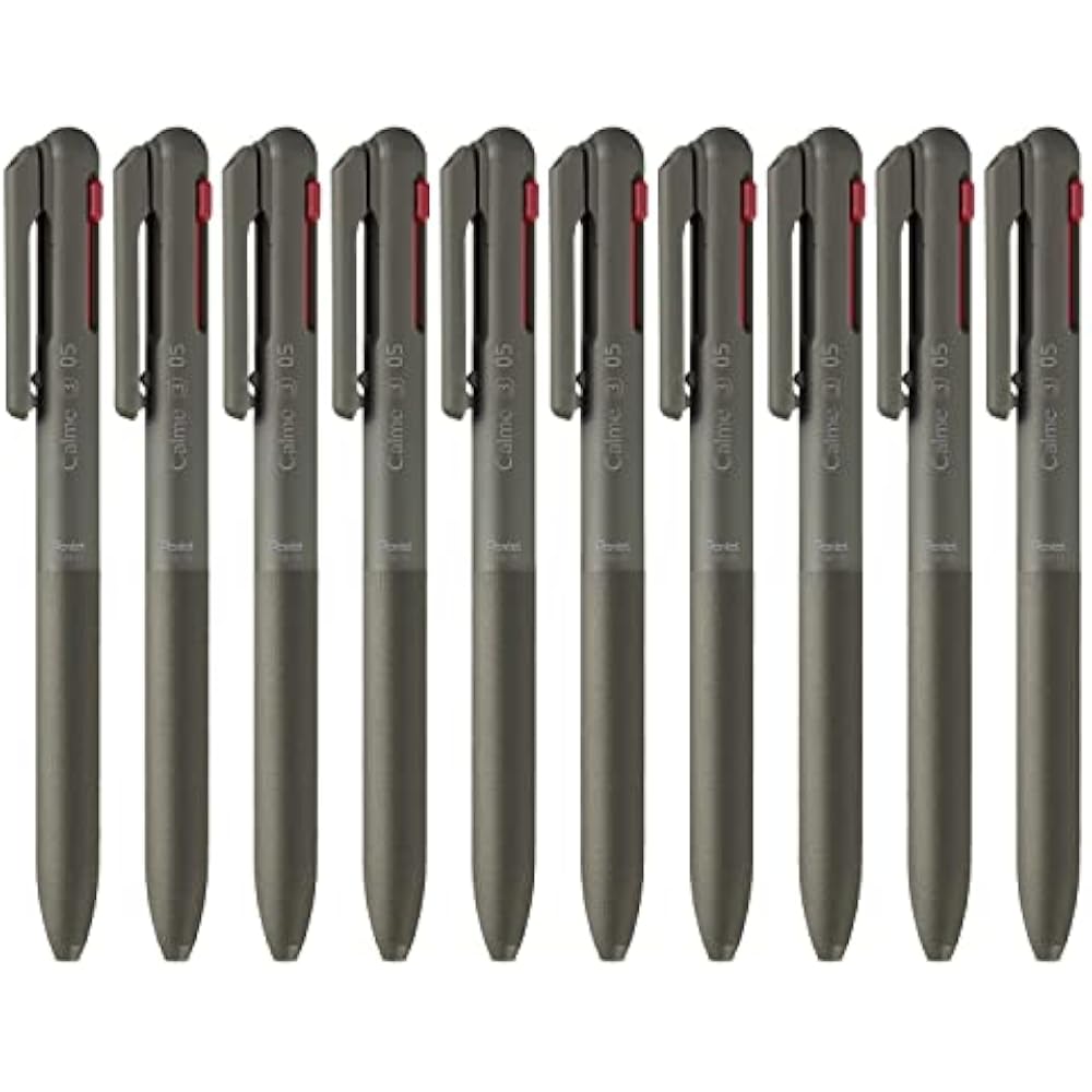 Pentel 3-color ballpoint pen Calme 0.5mm khaki 10-pack BXAC35D