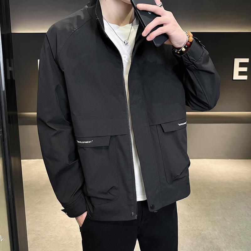 

Men s 2024 Korean Style Casual Stand Collar Jacket - Black, Khaki, Army Green M чорний