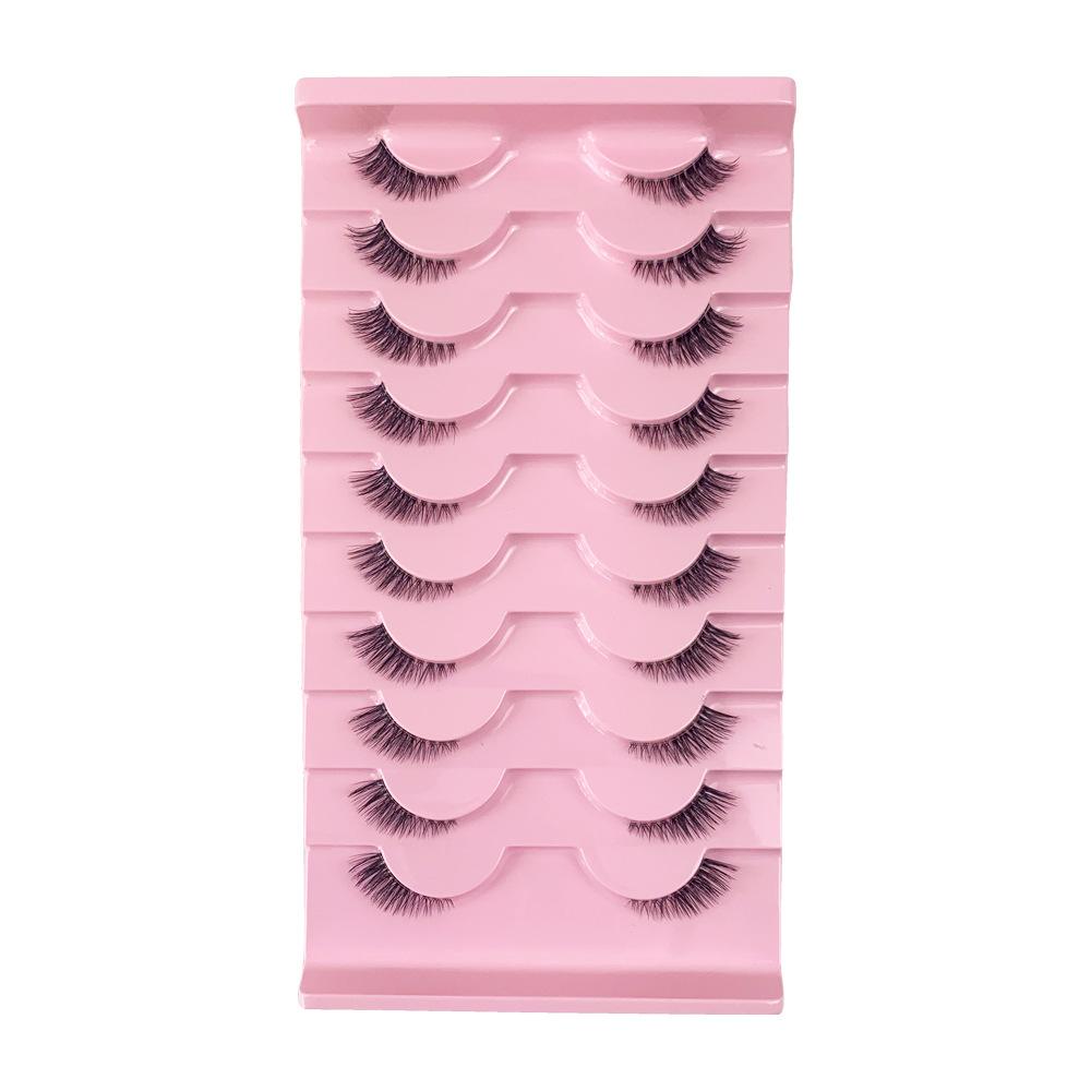Charming and Sophisticated Fox-style Oblique Flying False Eyelashes, Half Eyelashes, Thick and Curly, Pack of Ten for Makeup