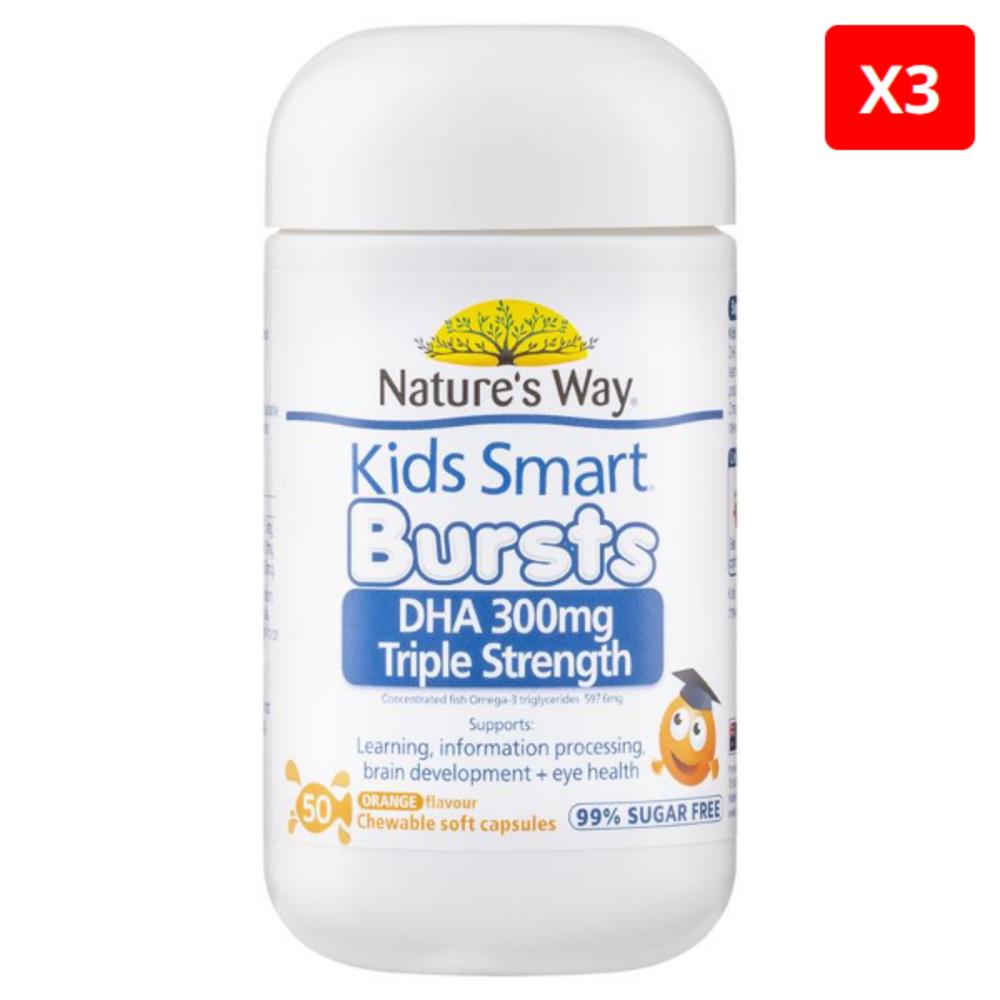 Nature's Way Children's 3x Stronger DHA 300mg Omega Supplement 50 Soft Capsules 3 Pcs 50 Tablets