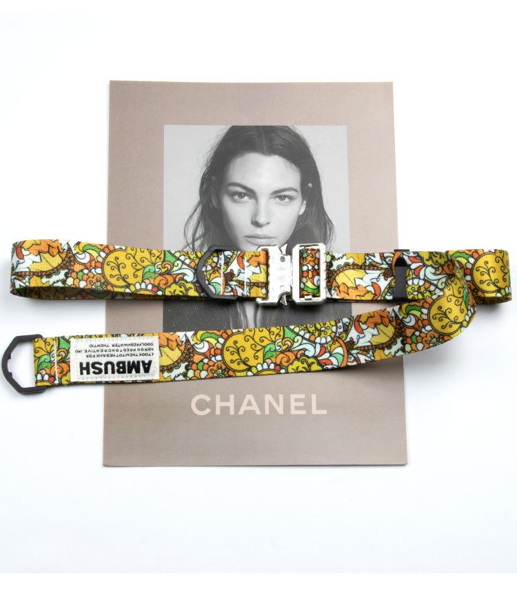 3.2cm Women s Hip Hop Cashew Flower Canvas Belt with Leather Accent 100 cm