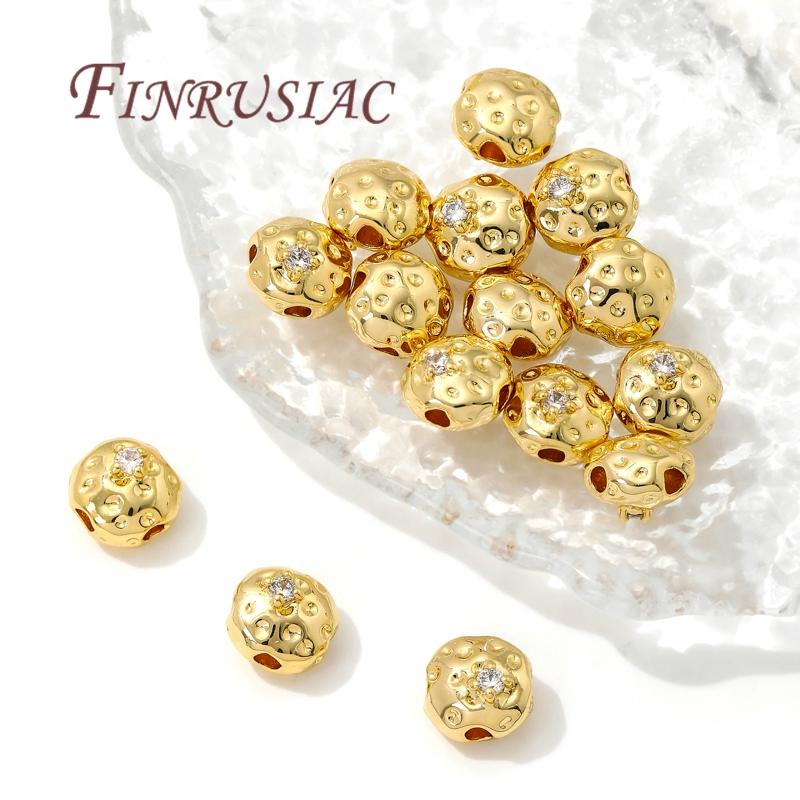 18K Gold Plated Round Metal Beads Separator For Beads DIY Jewelry Making Supplies Bracelets Accessories Spacer Bead