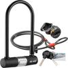 Bicicletă U Lock cu cablu | Via Velo Heavy Duty Antifurt Bicicletă încuietoare U vândută Secure Silver 15mm Catena Interioară Dim 9 x 4.5 in cu 10mm x 6ft Lungime