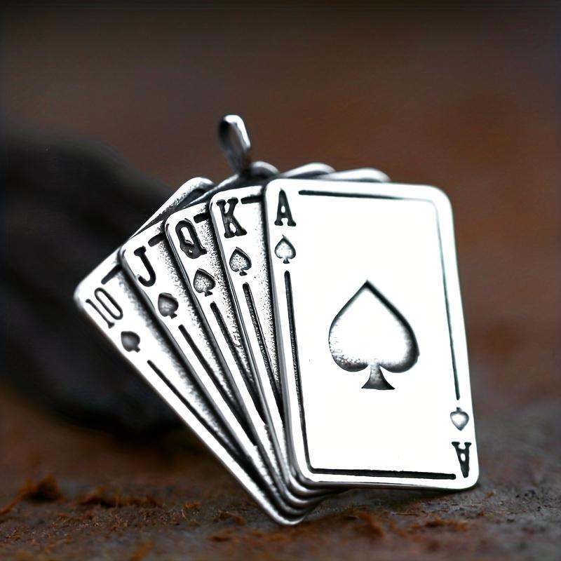 Spades K Colier pentru bărbați Ton Poker Skull pandantiv pentru bărbați Casino Fortune Playing Card