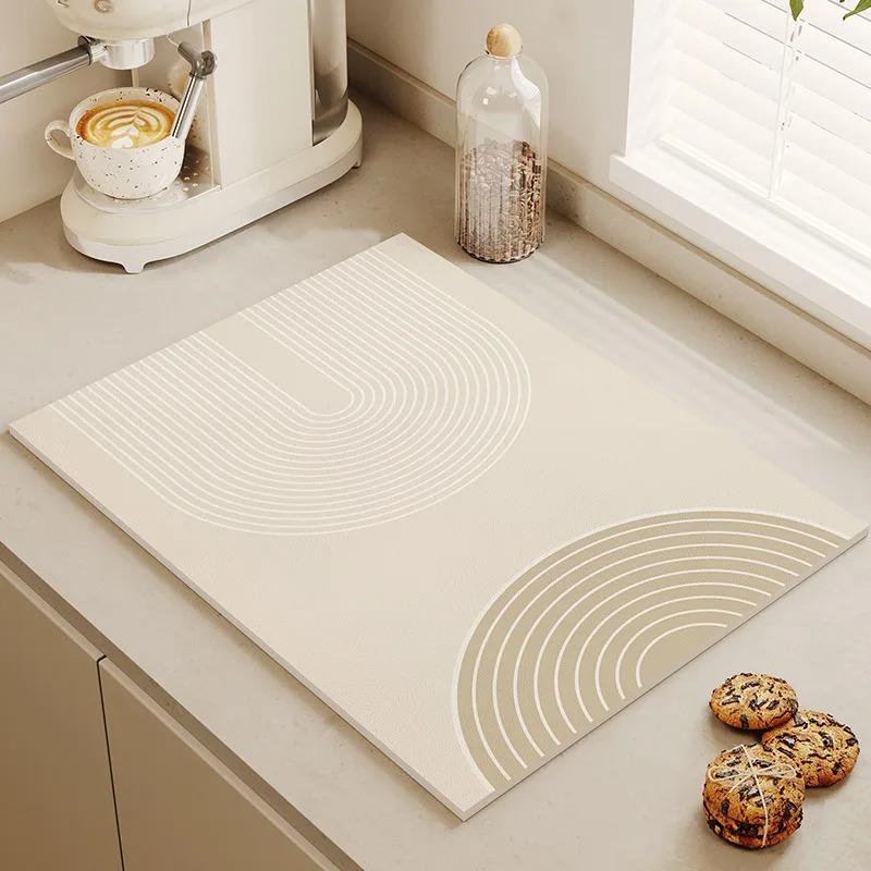 Tableware Drying Mat Soft Drain Pad Non-slip Super Absorbent Wear-resistant Coffee Machine Mat Kitchen Table Courtyard Decor