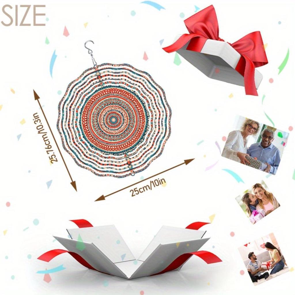 Open - A Piece of Indian Mandala Design Pattern for Outdoor Courtyard And Garden Decoration, Wind-Powered Outdoor Hanging Windmill