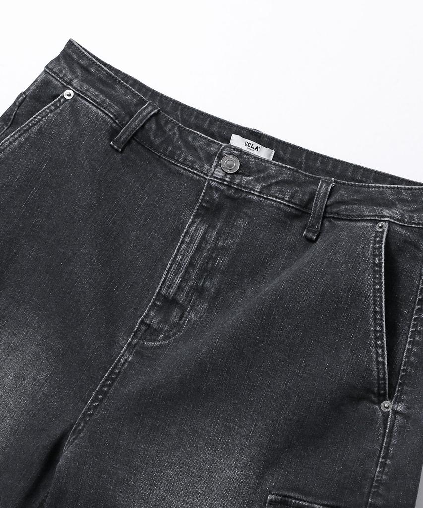 Ucla Unisex Cat Brush Cargo Bermuda Denim Shorts [Dk-Grey] (Uc5Dh20)