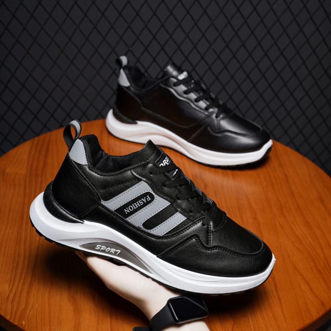 

Новая мужская спортивная обувь осень кожаная мужская обувь универсальная повседневная обувь молодые студенты кроссовки модные папины кроссовки 44 чёрный