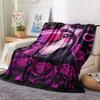 1PC Gothic Kawaii Print Flannel Blanket, High quality Comfortable for All Seasons, Home Decor, Warmth and Comfort, Perfect for Christmas Gifts
