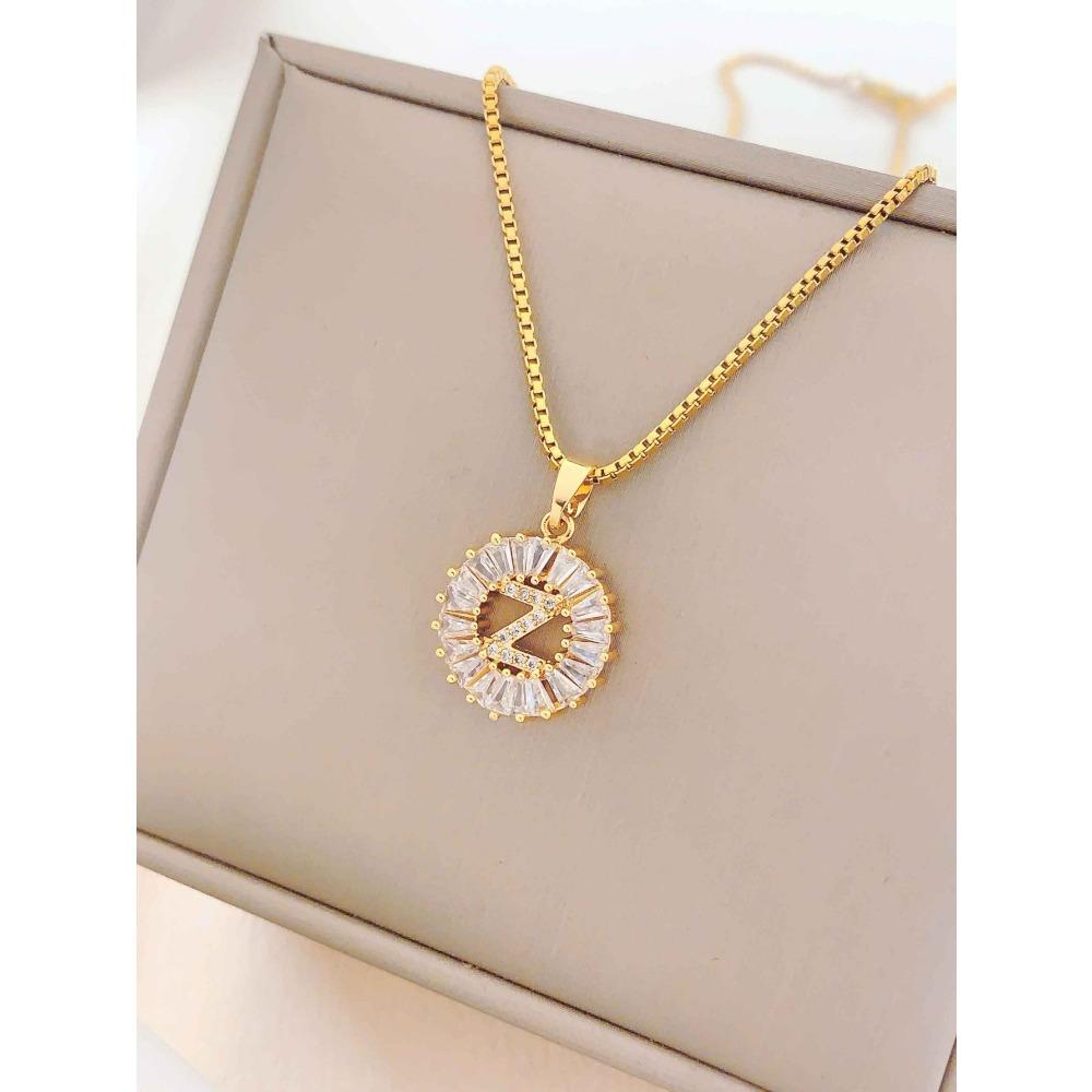 Necklace Does Not Fade, Women's Summer Square Circle Letter Necklace, Titanium Steel Necklace, Versatile High-end Clavicle Chain