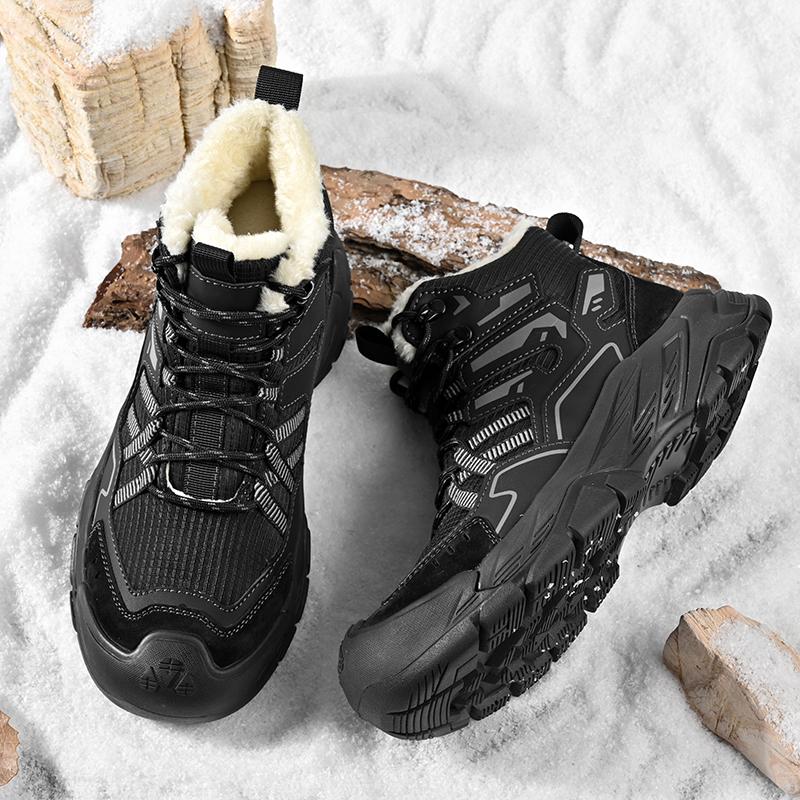 Fashion Man Basic Boots Outdoor Botas Non-Slip Business Shoes Men Winter Plush Snow Boots Side Zipper Leisure High Top Sneakers