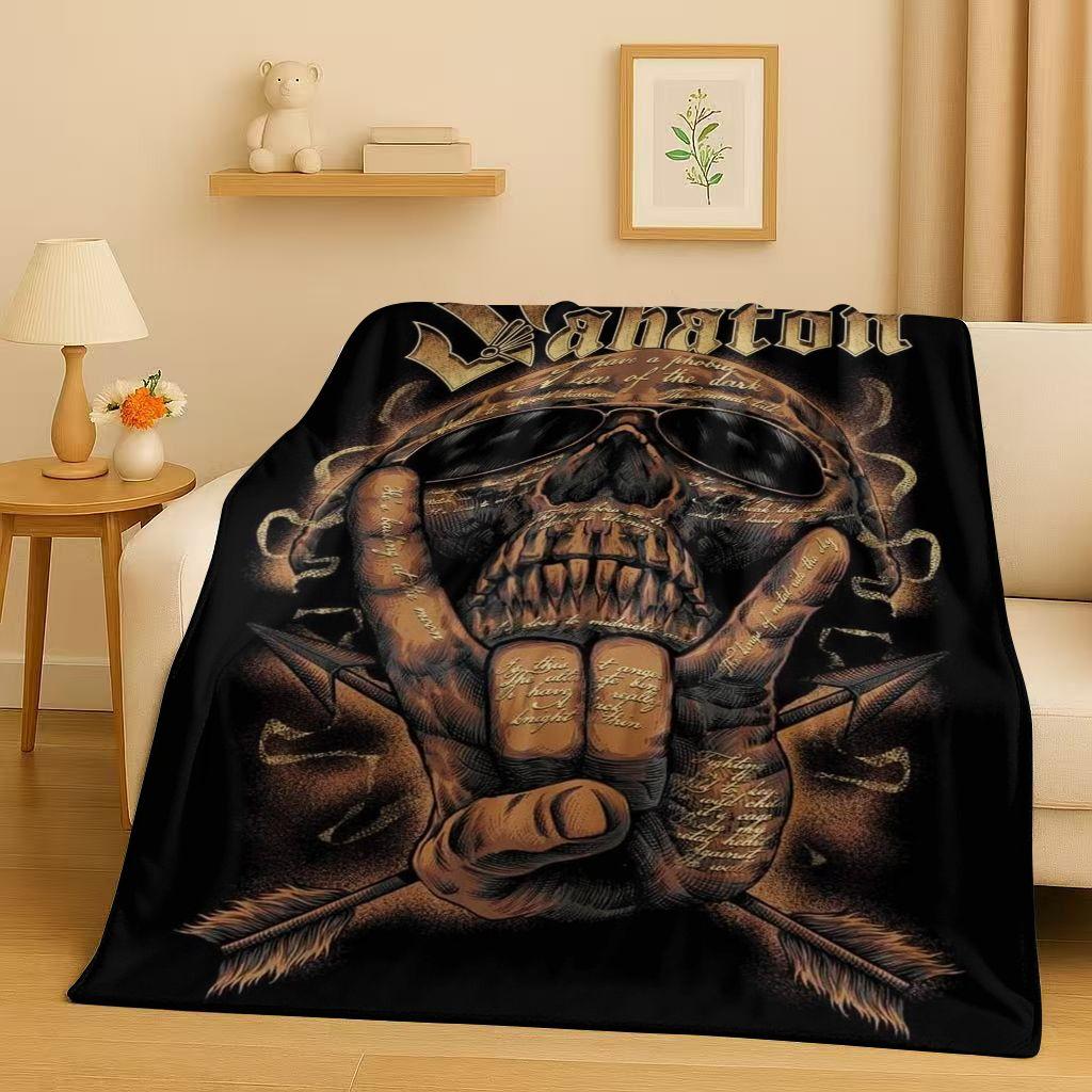 Retro Nordic Viking Totem Vegvisir Rune Valhalla Valknut Flannel Blanket,Ultra Soft Plush Throw for Home Bedroom Bed Sofa Cover