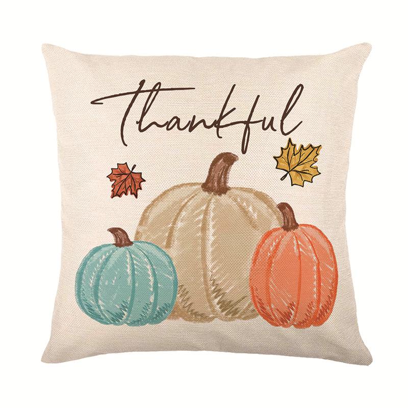 Pumpkin Pillow Cover Linen Single-sided Printed Plant Maple Leaf Living Room Sofa Decorative Cushion Cover Pillow