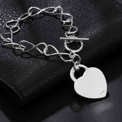 New Fashion  Sterling  Charms Heart Chain Bracelets for Women Classic Party Wedding Noble Jewelry Couple Gifts