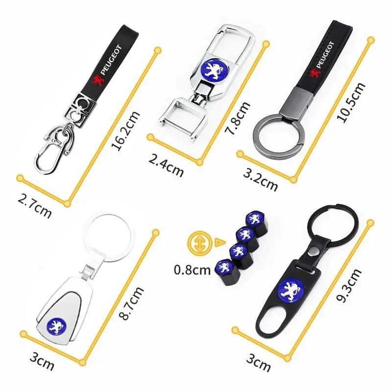 Metal+Braided rope or leather Keychain Key Chain Key Rings for Peugeot 206 307 308 3008 207 208 407 508 2008 5008 107 106 205