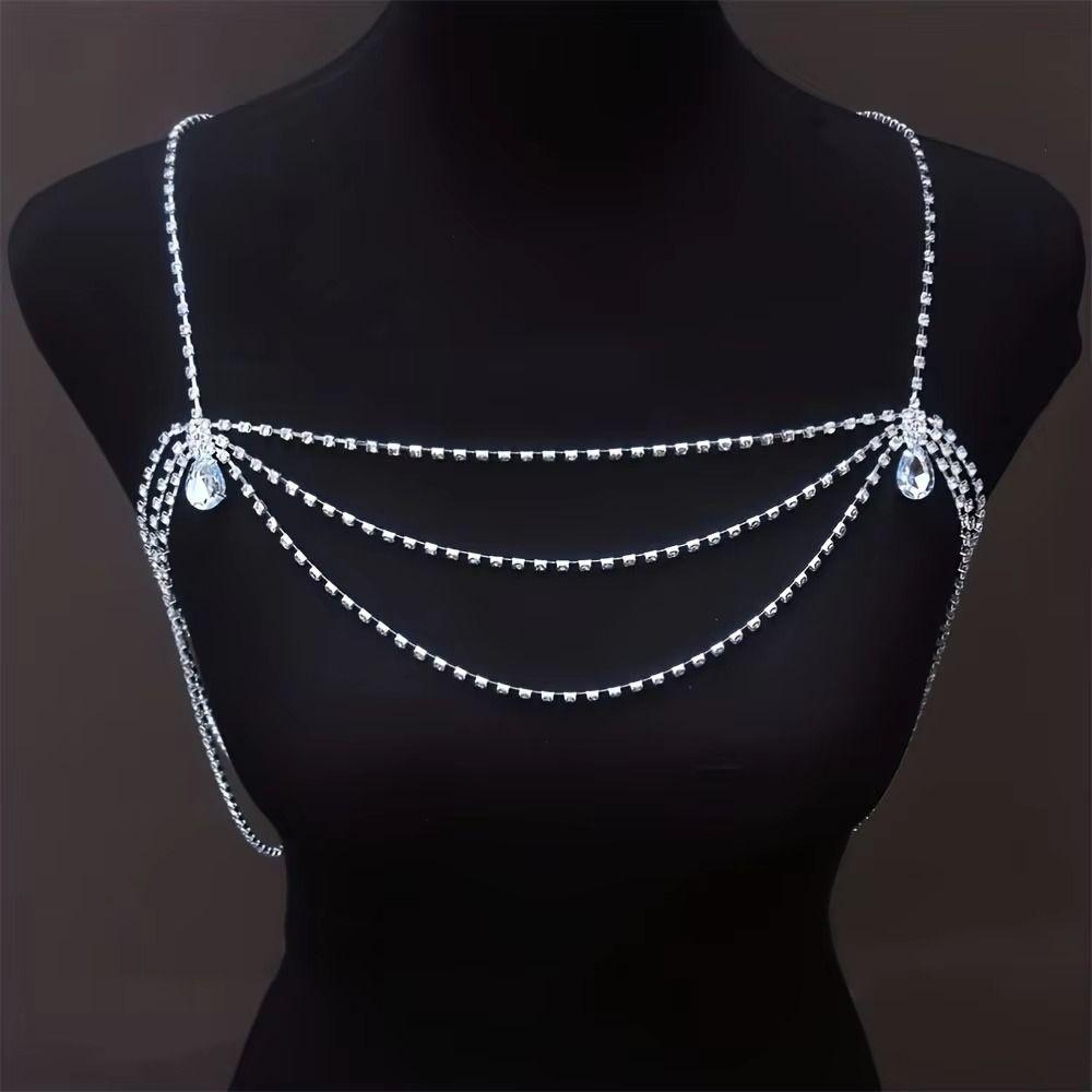 Water Drop Rhinestones Shoulder Chain Retro Tassel Women's Shoulder Chain  Wedding Accessories