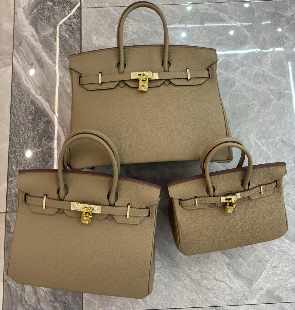 Large-capacity Litchi Pattern Togo Gold and Silver Diamond Genuine Leather Top-grain Cowhide Fashionable and Versatile Single-shoulder Handbag
