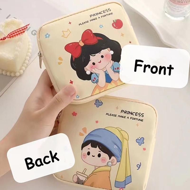 Kawaii Girls Sanitary Napkin Storage Bag Cartoon Pattern Mini Coin Purse Portable Cosmetic Bag Headphone Case Sanitary Mat Bag