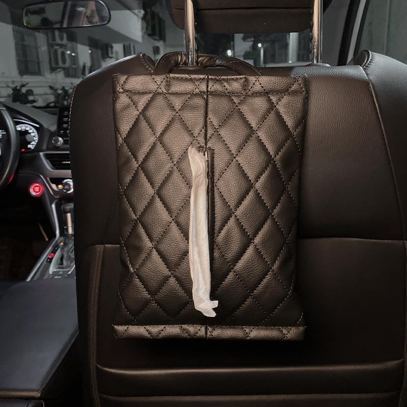 Fashion Bowknot Leather Car Tissue Boxes Cute Auto Seat Back Tissue Bag Organizer Car Decoration Auto Interior Storage Bag