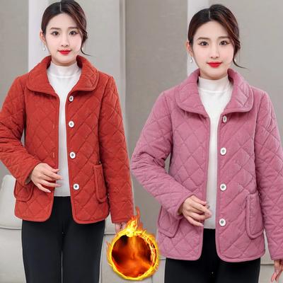 Inverno Plus Veludo Espessado Plus Veludo Acolchoado Jaqueta Plus Size Feminino Cristal Veludo Acolchoado Jaqueta Cor Sólida Quente Acolchoado