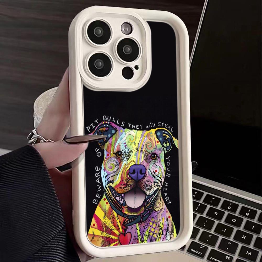 Ae76 Dog Color Doodle Design Art Protective Phone Cases for iPhone 13 14 15 Pro Max Infinix Hot 40i Tecno Camon 30 20 Pro Angel Eyes TPU Back Cover