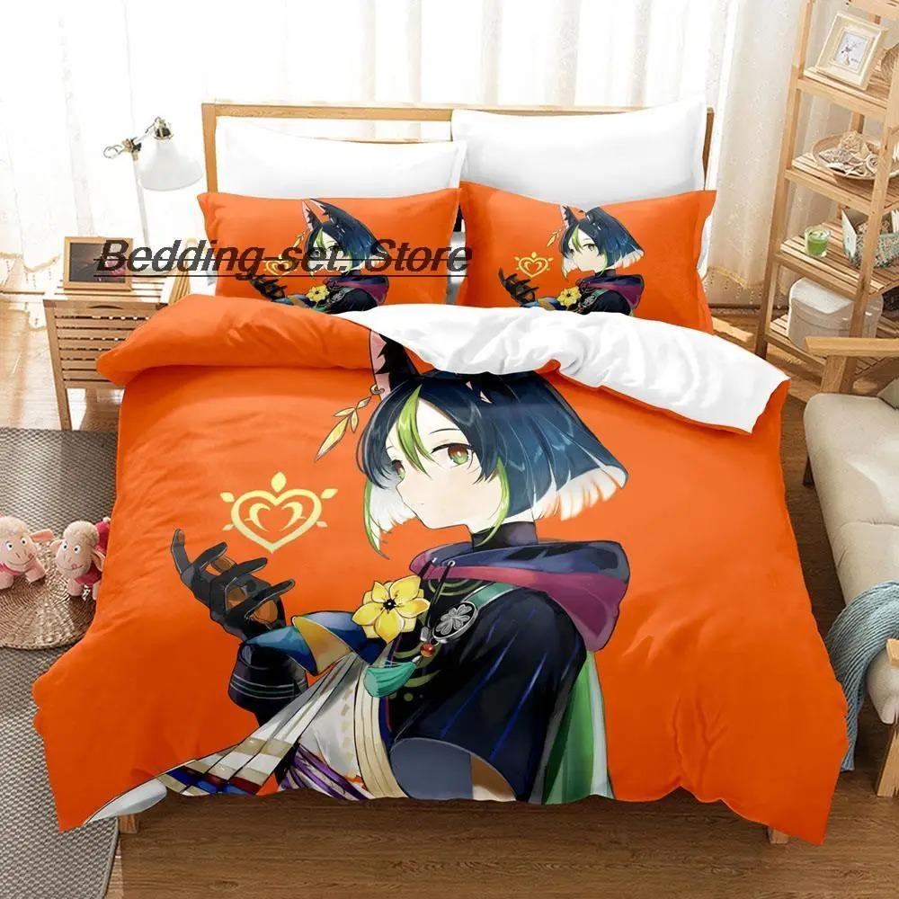 Kawaii Genshin Impact Tighnari Set da letto Singolo Piazza e Mezzo Matrimoniale Queen King Set da letto per camera da letto per adulti e bambini Set copripiumino