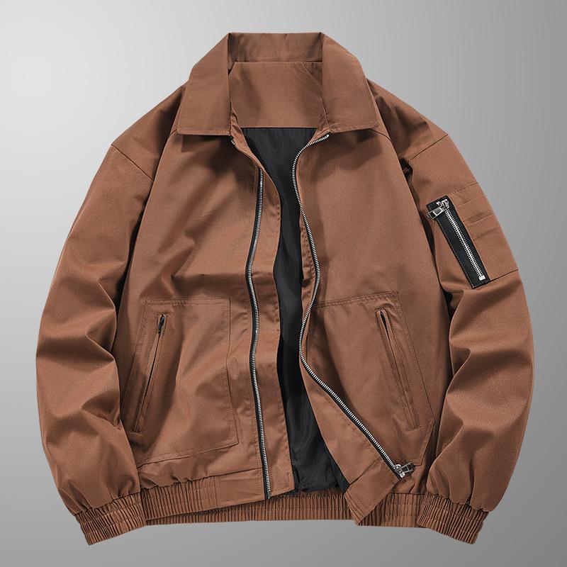 Flying Suit Jacket Men's Spring and Autumn Hong Kong Style Brand Lapel Windbreaker Youth Casual Versatile Tooling Jacket