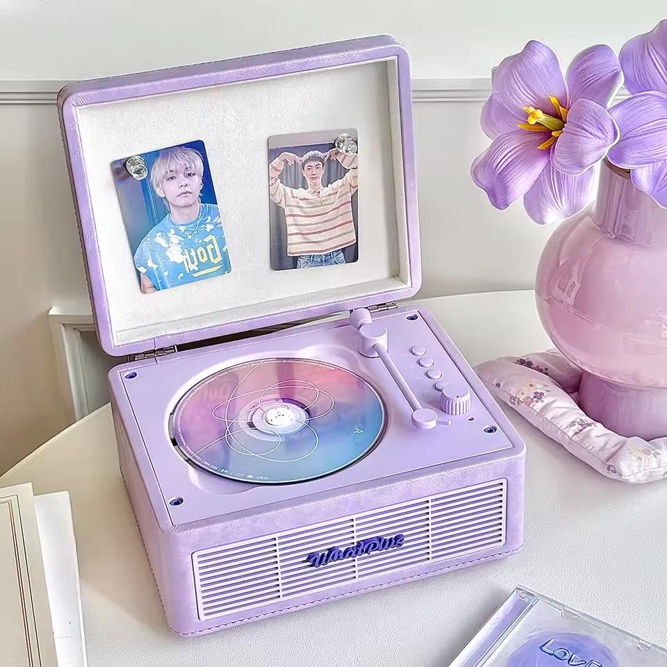 WhatPlus C300 Retro CD Player with High Resolution Sound Quality Bluetooth Stereo Audio Player Retro Portable Outdoor Speaker