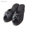 8cm Heeled Slippers with Platform Medium Ribbon, (Black)