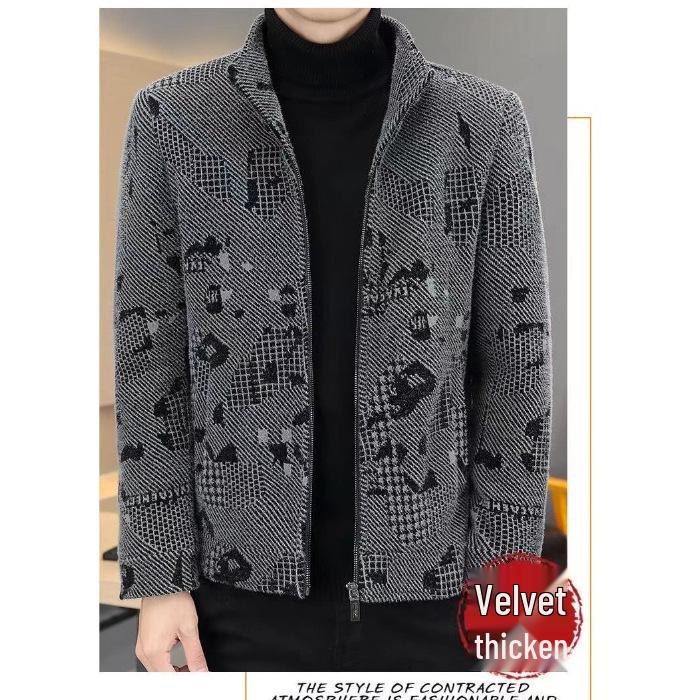 

Men s Velvet-Lined Wool Jacket: Short, Thickened Winter Coat for Warmth and Style M сірий колір