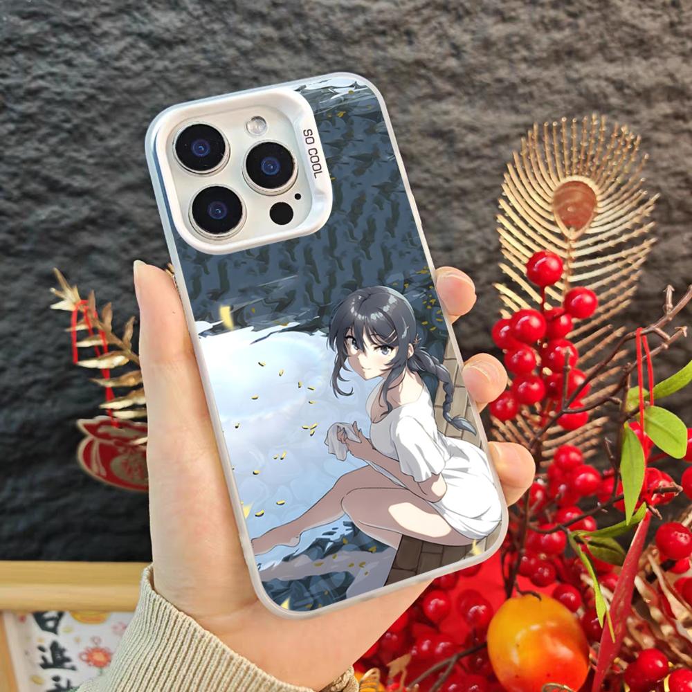 Anime S-Sakurajima M-Mais Frosted Phone Case For Iphone 17 16 15 14 Pro Max Xr Air Plus Black Silver Hard Shell Cover