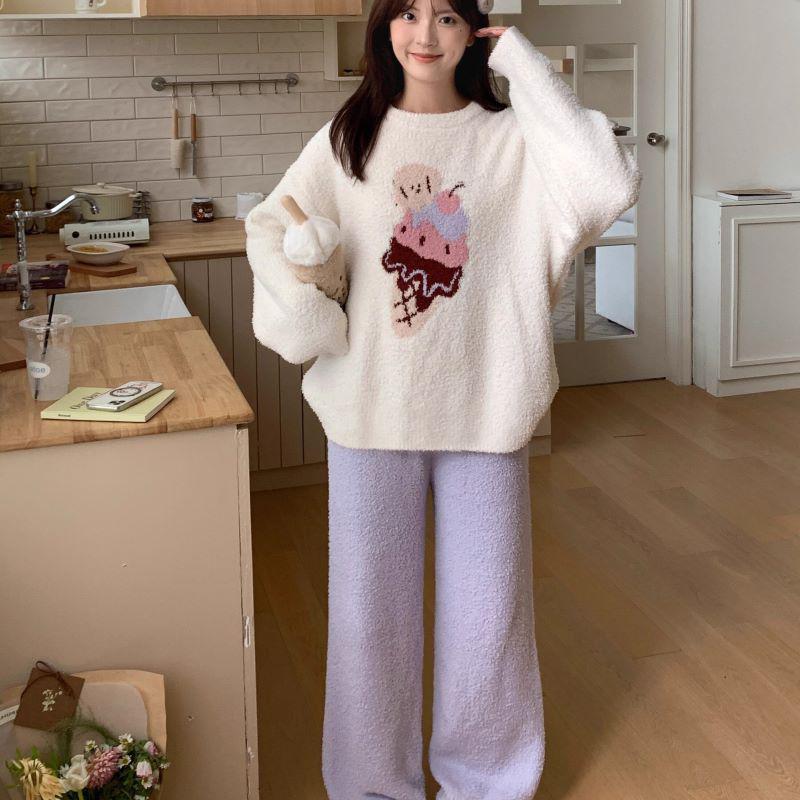 

A Bao Xi Women s Winter Fleece Pajamas Set - Sweet, Loose, Plus Size, Outdoor-Friendly XL-2XL